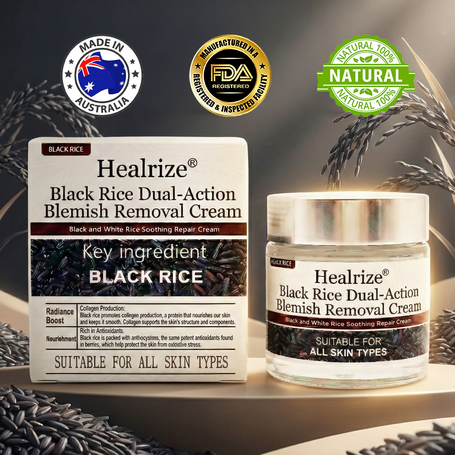✅Healrize®Black Rice Dual-Action Blemish Removal Cream