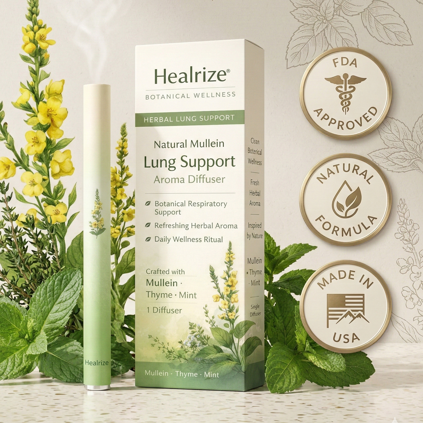 Healrize® Natural Mullein Lung Support Aroma Diffuser🍃