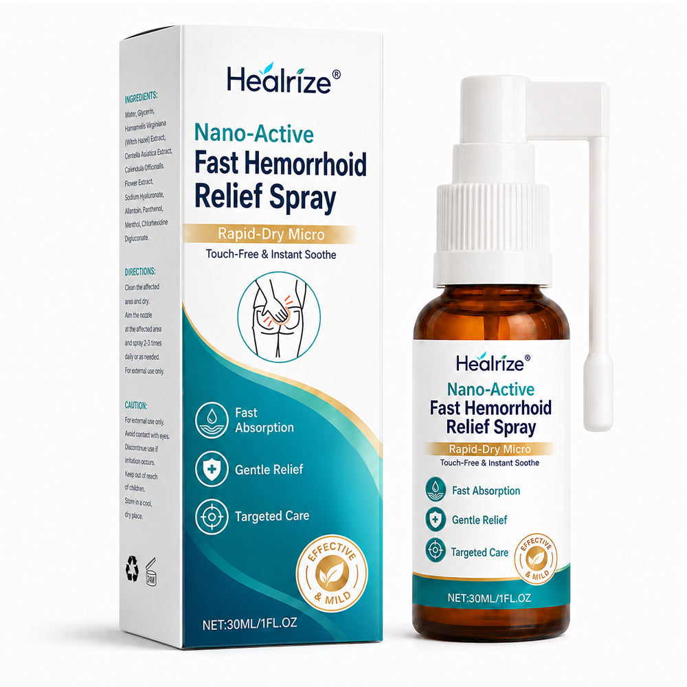 Healrize® Nano-Active Fast Hemorrhoid Relief Spray | Rapid-Dry Micro-Mist with Essential Oils, Touch-Free & Instant Soothe
