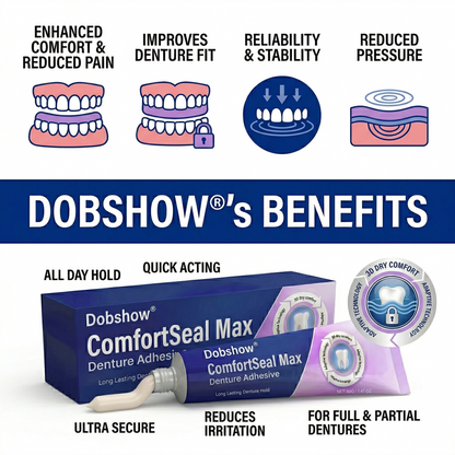 👨‍⚕️🔥Dobshow® ComfortSeal Max Denture Adhesive—🦷96-hour long-lasting, heat adaptive technology