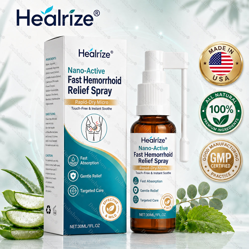 Healrize® Nano-Active Fast Hemorrhoid Relief Spray | Rapid-Dry Micro-Mist with Essential Oils, Touch-Free & Instant Soothe