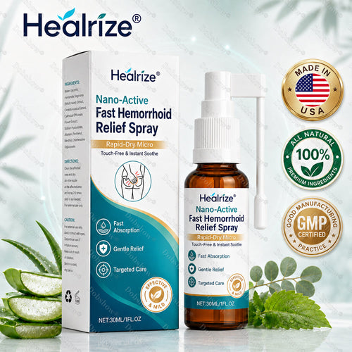 Healrize® Nano-Active Fast Hemorrhoid Relief Spray | Rapid-Dry Micro-Mist with Essential Oils, Touch-Free & Instant Soothe