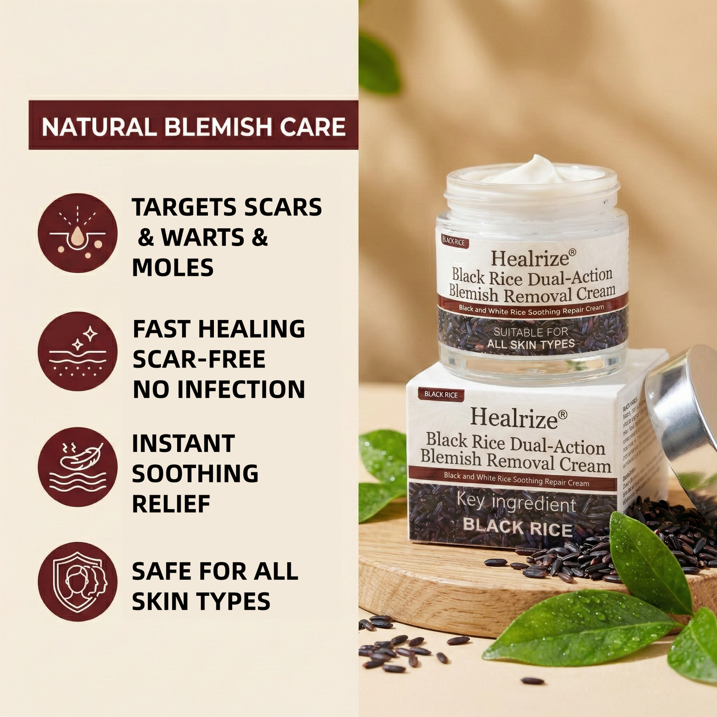✅Healrize®Black Rice Dual-Action Blemish Removal Cream