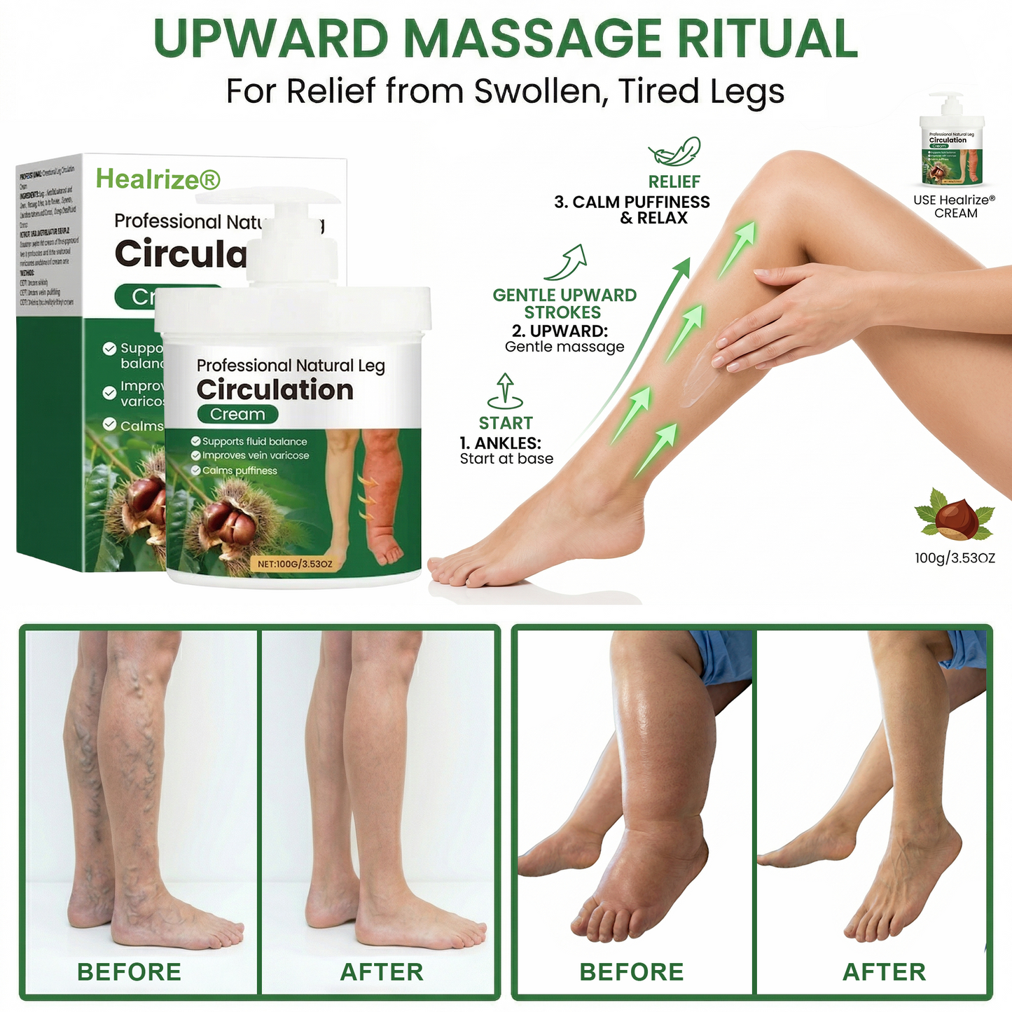 🔥Healrize® Professional Natural Leg Circulation Cream🌿 | Targeted Relief for Swelling, Puffiness & Heavy Legs
