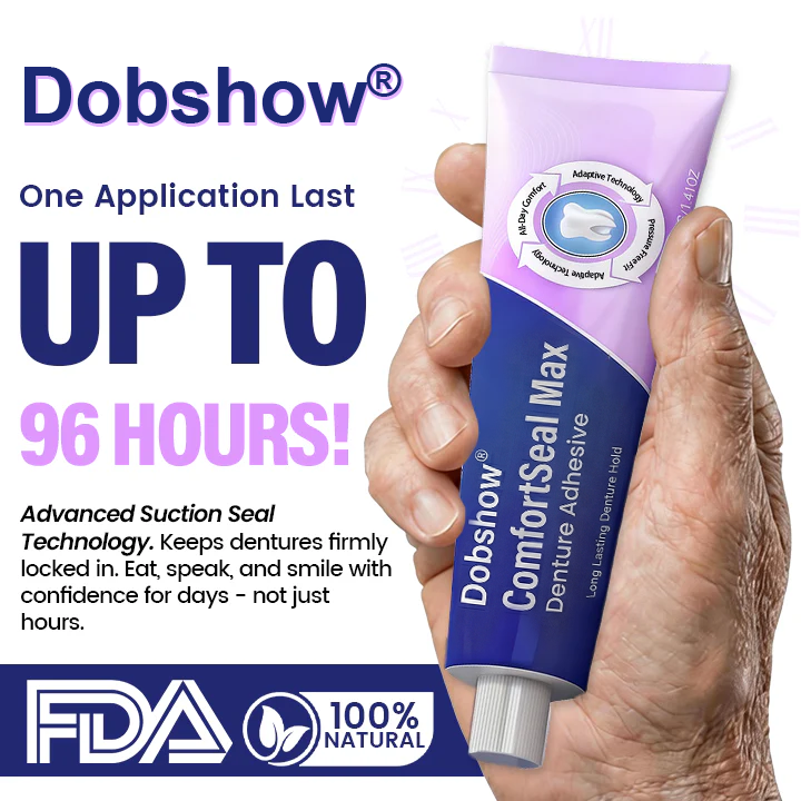 👨‍⚕️🔥Dobshow® ComfortSeal Max Denture Adhesive—🦷96-hour long-lasting, heat adaptive technology