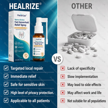 Healrize® Nano-Active Fast Hemorrhoid Relief Spray | Rapid-Dry Micro-Mist with Essential Oils, Touch-Free & Instant Soothe