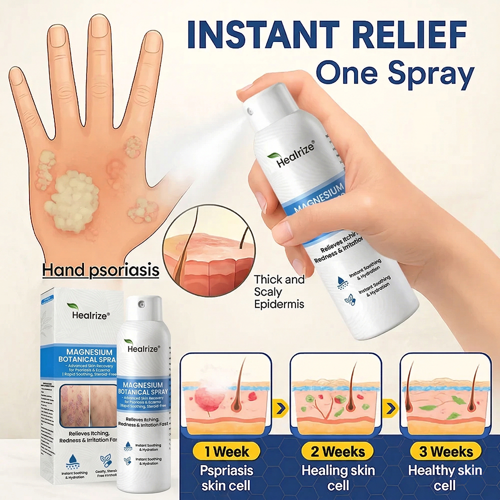🔥Healrize® Magnesium Botanical Spray – Advanced Skin Recovery for Psoriasis & Eczema | Rapid Soothing, Steroid-Free