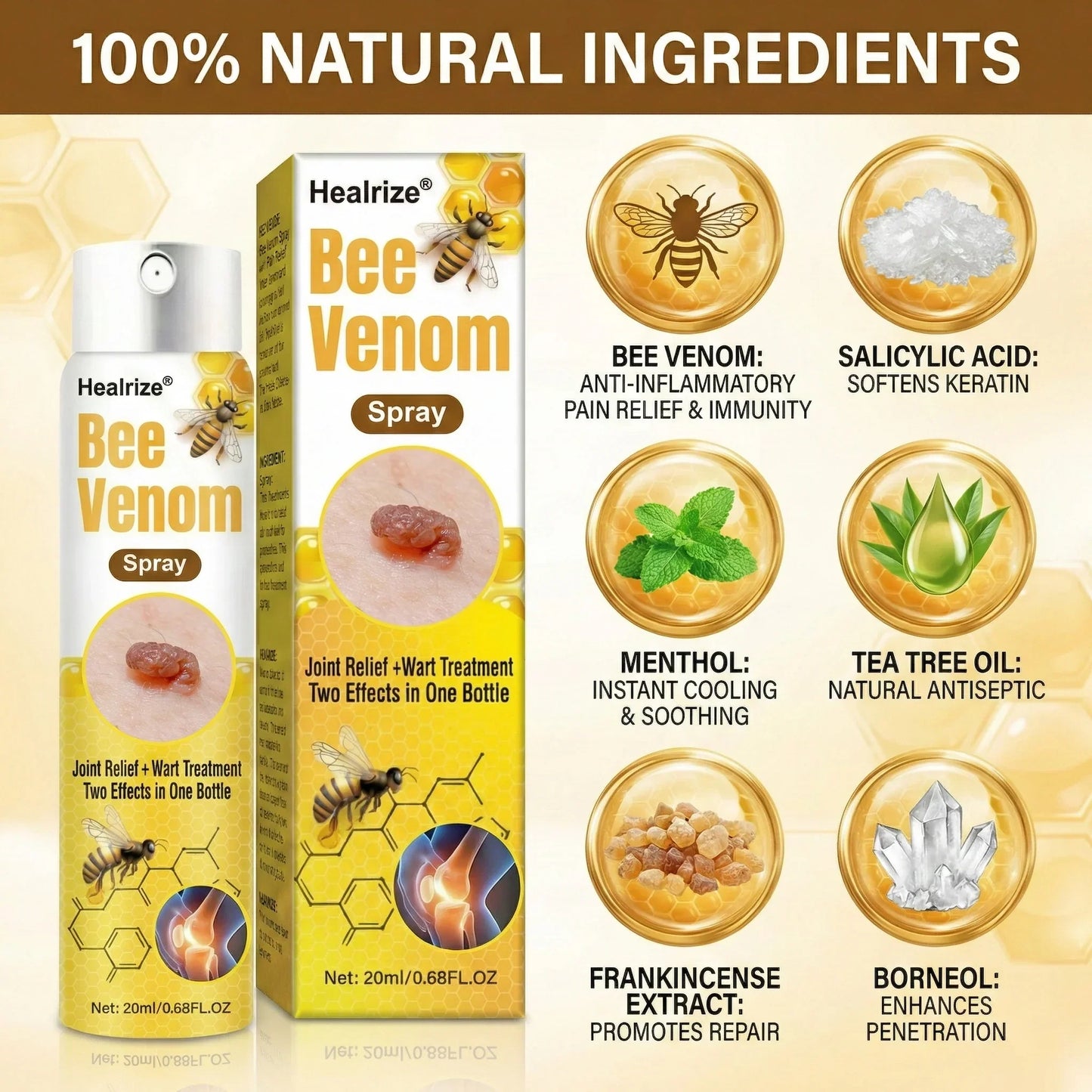 Healrize® Bee Venom Spray — Joint Relief + Wart Treatment, Two Effects in One Bottle