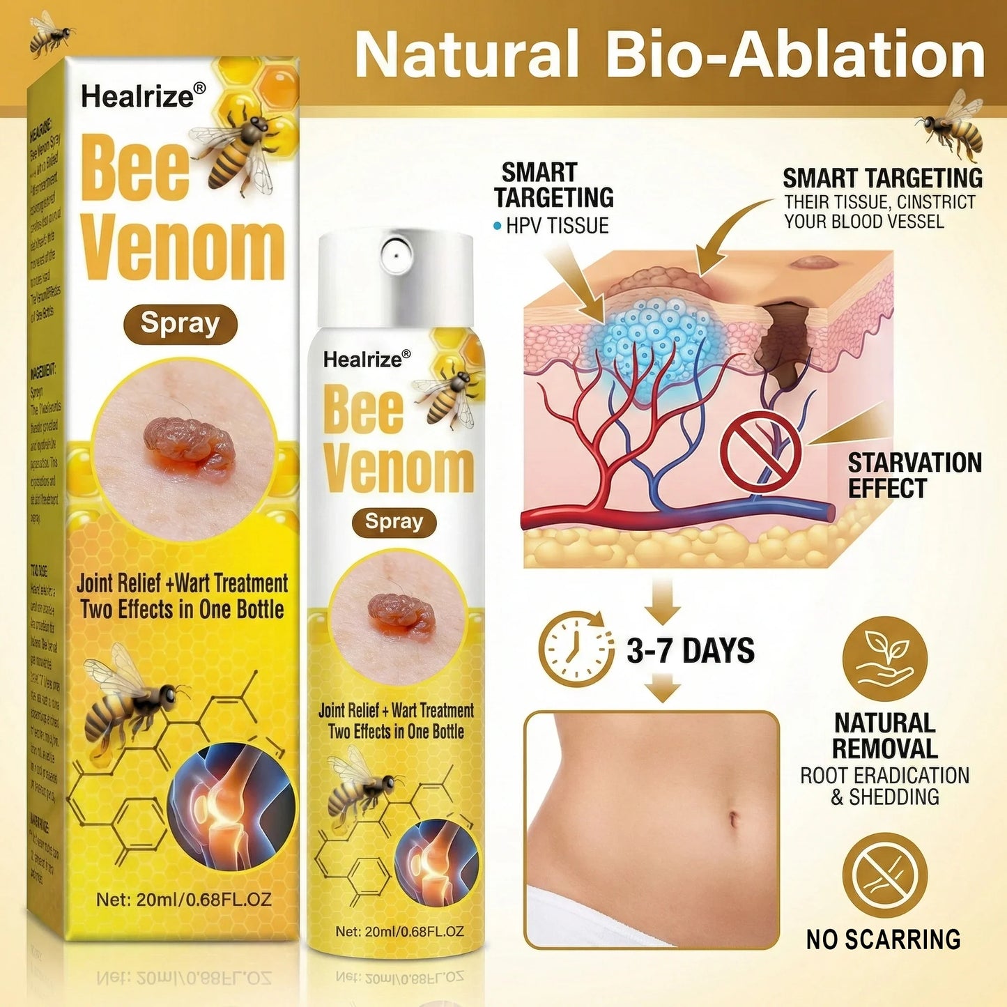 Healrize® Bee Venom Spray — Joint Relief + Wart Treatment, Two Effects in One Bottle🐝🔥