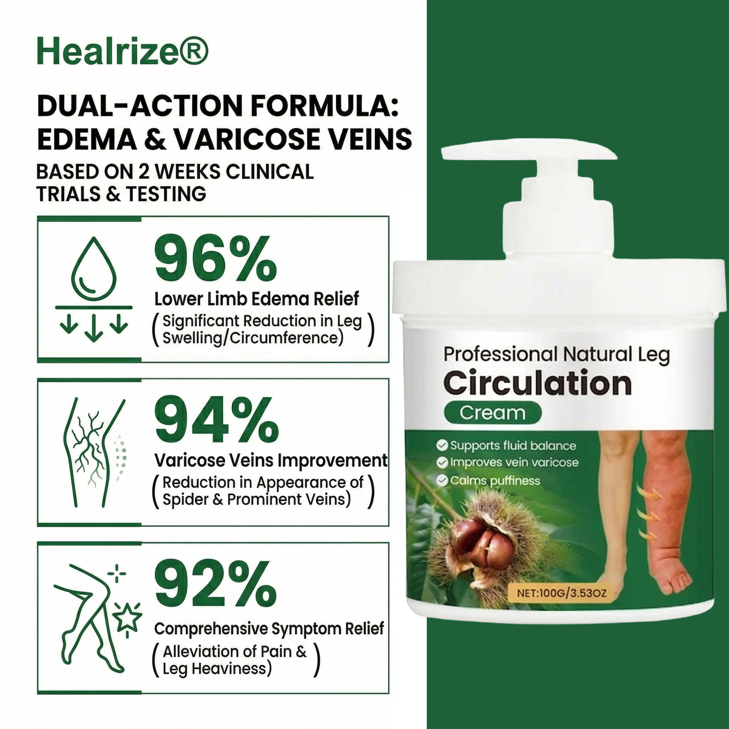 🔥Healrize® Professional Natural Leg Circulation Cream🌿 | Targeted Relief for Swelling, Puffiness & Heavy Legs