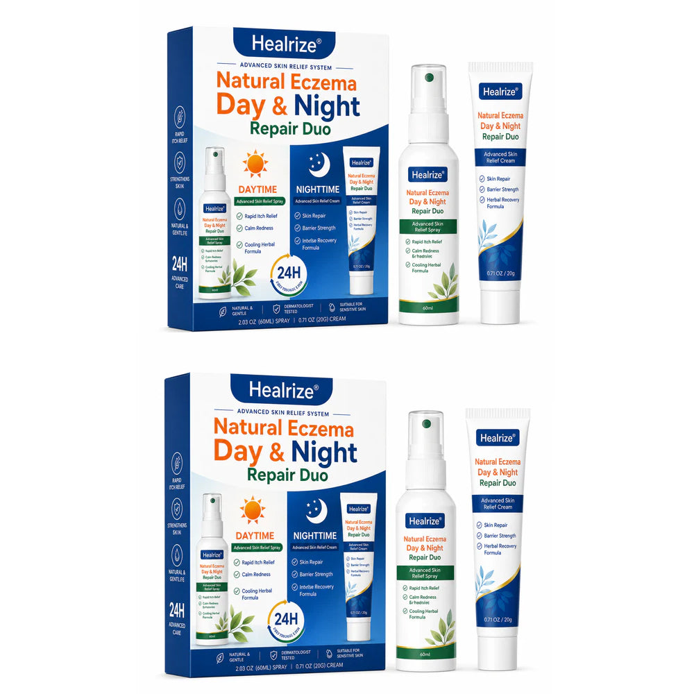🌿🏆Healrize® Natural Eczema Day & Night Repair Duo – 100% Steroid-Free Soothing for Intense Itch & Barrier Repair