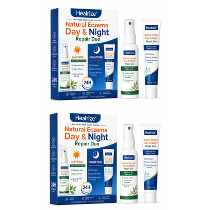 🌿🏆Healrize® Natural Eczema Day & Night Repair Duo – 100% Steroid-Free Soothing for Intense Itch & Barrier Repair