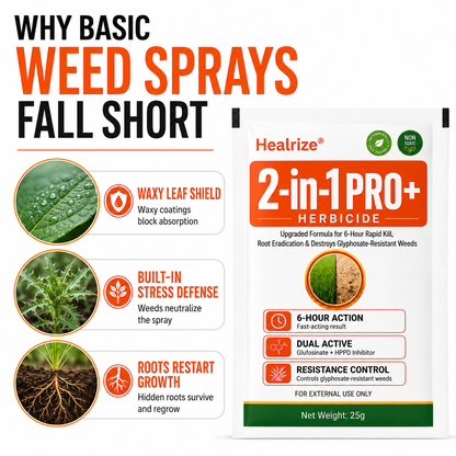 🏆🍂Healrize® Advanced 2-in-1 Pro+ Herbicide | Upgraded Formula for 6-Hour Rapid Kill, Root Eradication & Destroys Glyphosate-Resistant Weeds