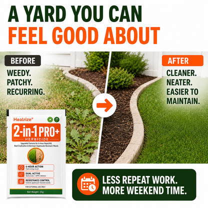 🏆🍂Healrize® Advanced 2-in-1 Pro+ Herbicide | Upgraded Formula for 6-Hour Rapid Kill, Root Eradication & Destroys Glyphosate-Resistant Weeds