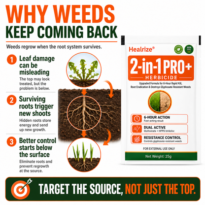 🏆🍂Healrize® Advanced 2-in-1 Pro+ Herbicide | Upgraded Formula for 6-Hour Rapid Kill, Root Eradication & Destroys Glyphosate-Resistant Weeds
