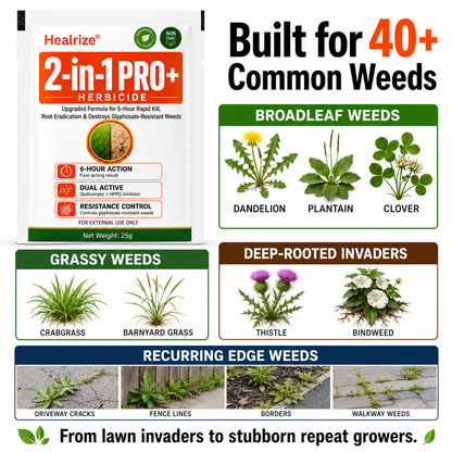 🏆🍂Healrize® Advanced 2-in-1 Pro+ Herbicide | Upgraded Formula for 6-Hour Rapid Kill, Root Eradication & Destroys Glyphosate-Resistant Weeds