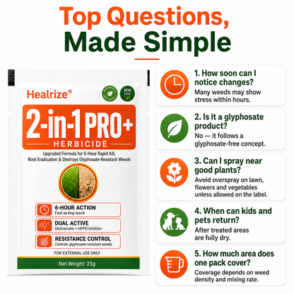 🏆🍂Healrize® Advanced 2-in-1 Pro+ Herbicide | Upgraded Formula for 6-Hour Rapid Kill, Root Eradication & Destroys Glyphosate-Resistant Weeds