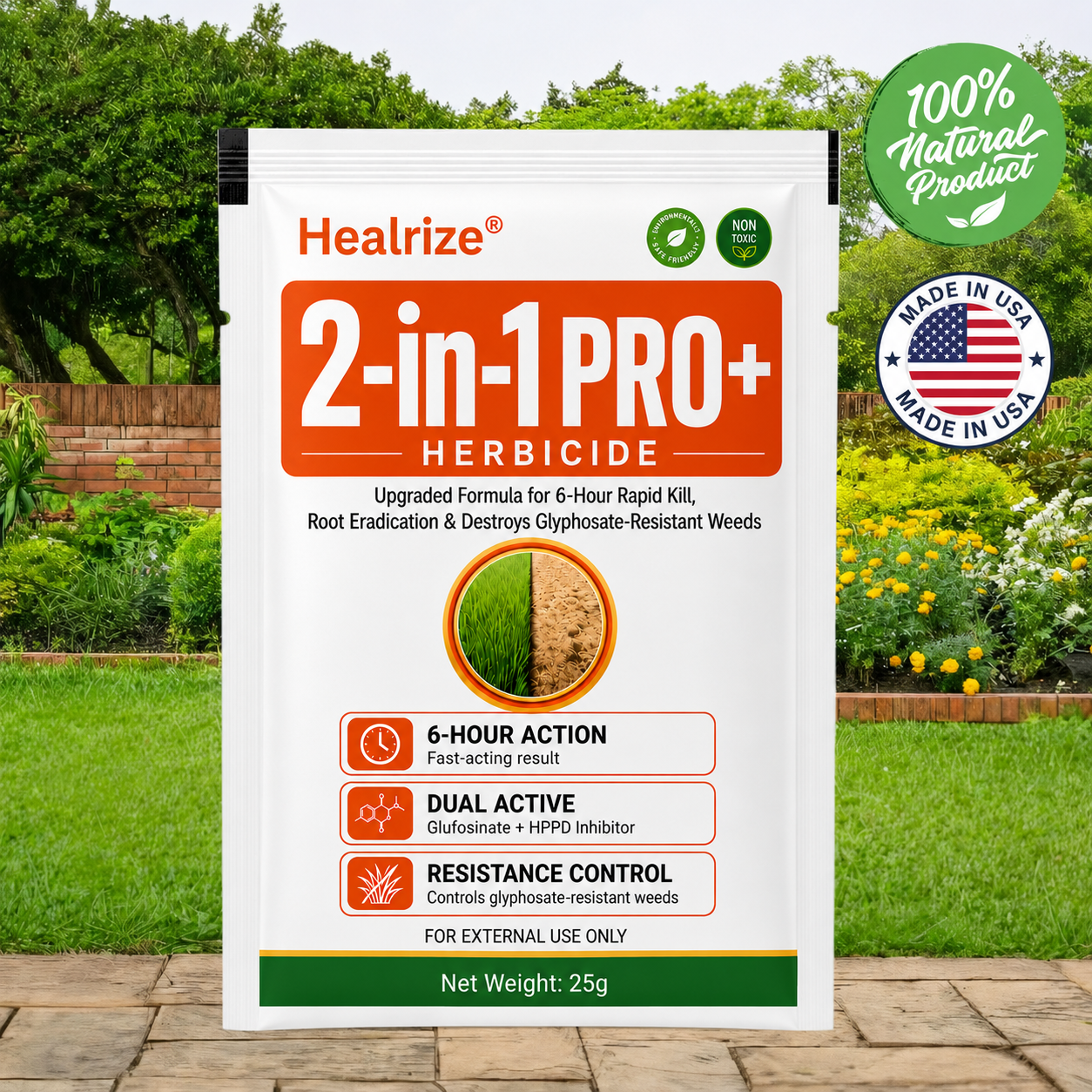 🏆🍂Healrize® Advanced 2-in-1 Pro+ Herbicide | Upgraded Formula for 6-Hour Rapid Kill, Root Eradication & Destroys Glyphosate-Resistant Weeds