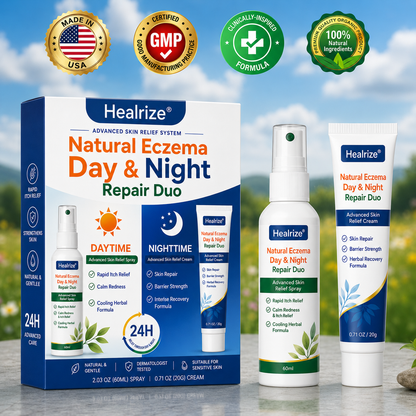 🌿🏆Healrize® Natural Eczema Day & Night Repair Duo – 100% Steroid-Free Soothing for Intense Itch & Barrier Repair