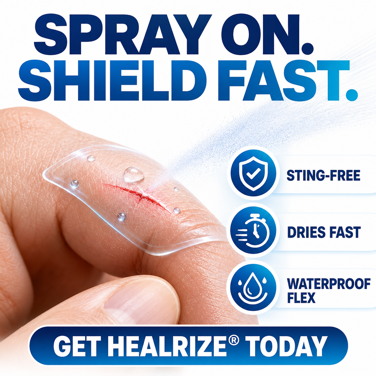 Healrize® Advanced Barrier Spray - Fast-Drying Liquid Bandage for Wound Care