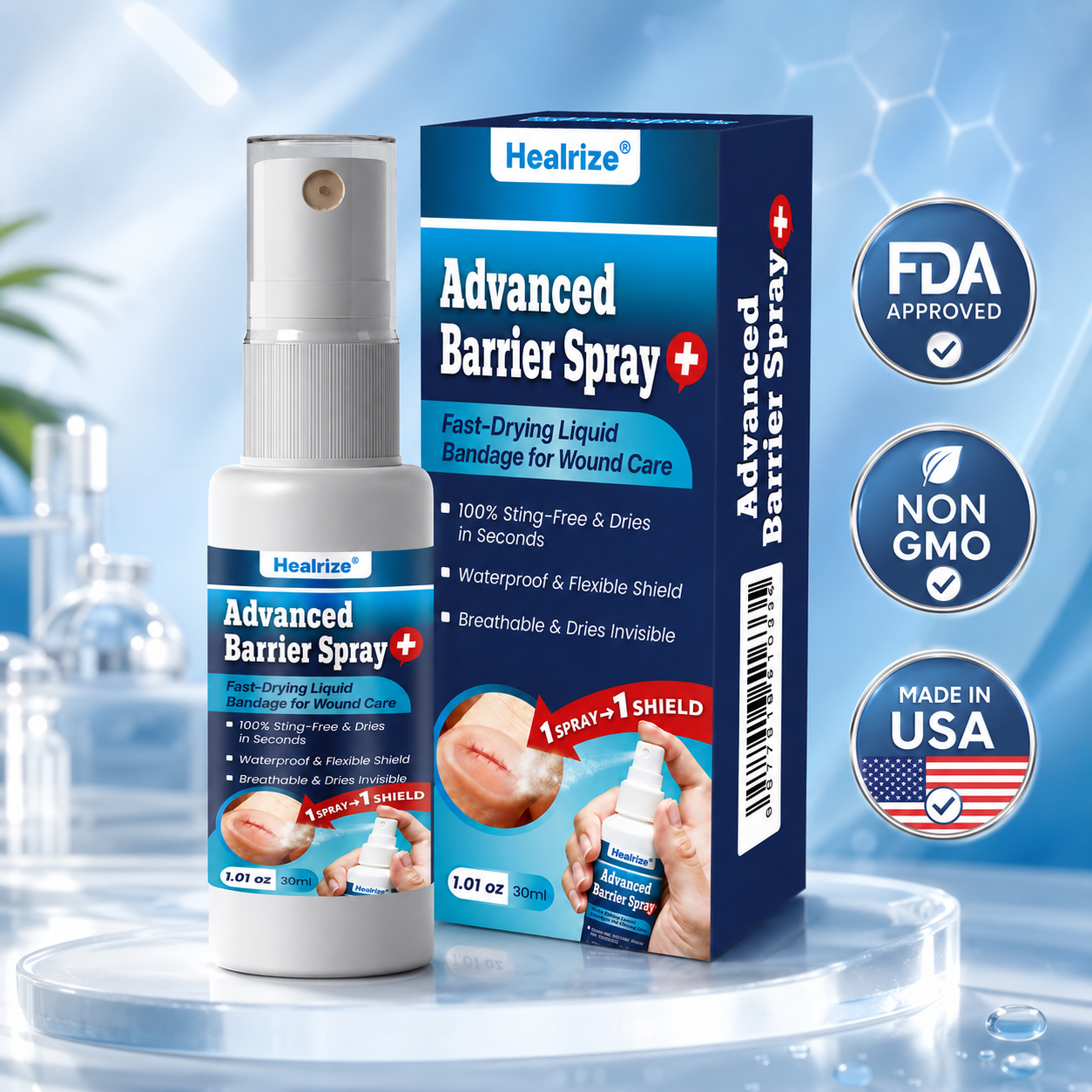 💪🔥Healrize® Advanced Barrier Spray | Fast-Drying Liquid Bandage for Wound Care