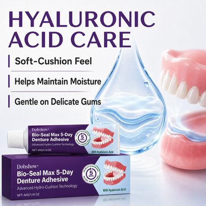 🔥LIMITED SPECIAL OFFER🔥Dobshow® Bio-Seal Max 5-Day Denture Adhesive🦷💙 FDA Certified (Clinically Proven 120-Hour Hydro-Cushion Hold for Secure, Soothing & Zinc-Free Denture Fit)