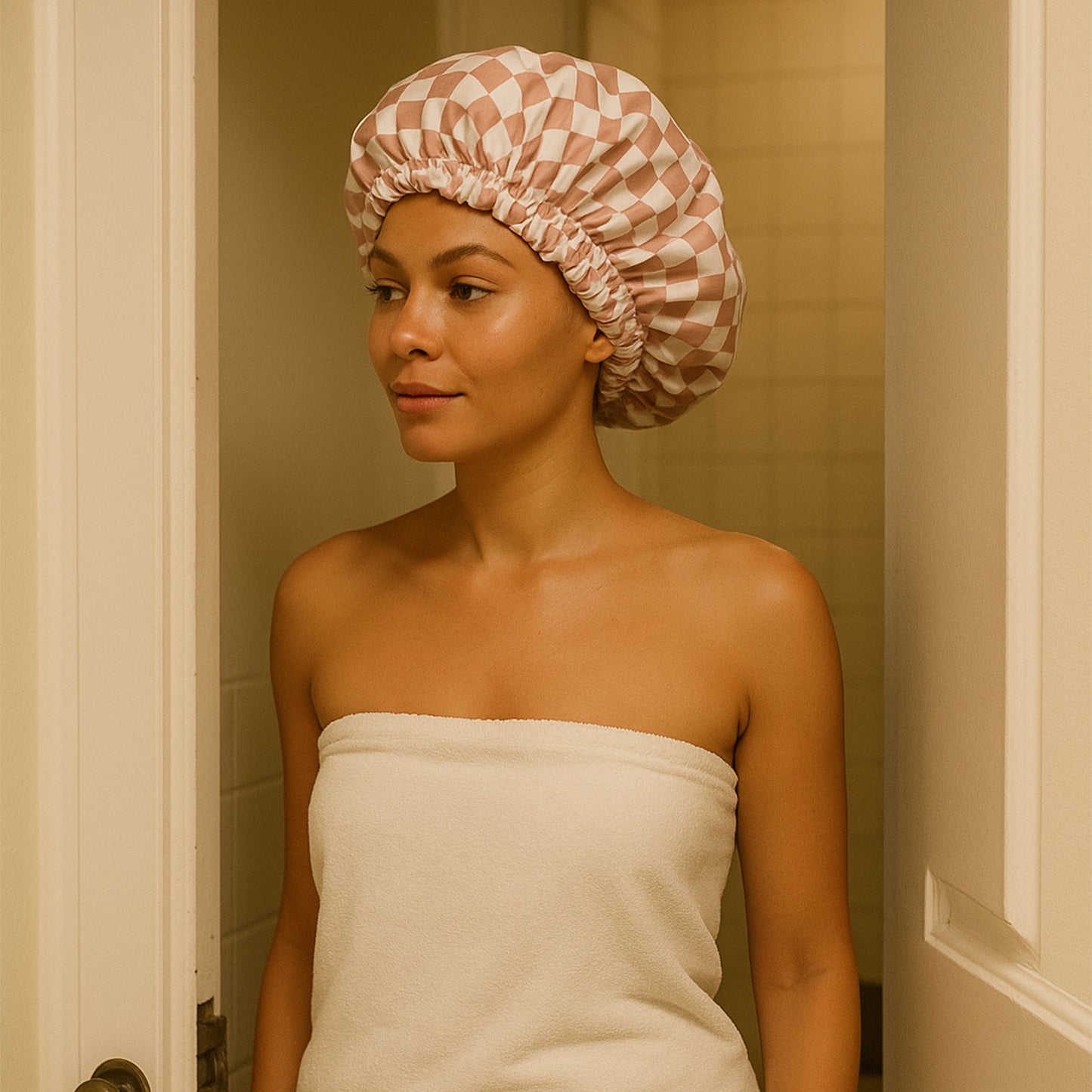 Luxury Shower Caps for Women Reusable Waterproof - Flexi Satin Lined, Quick-dry, Adjustable, Hair Cap for Long & Short Hair