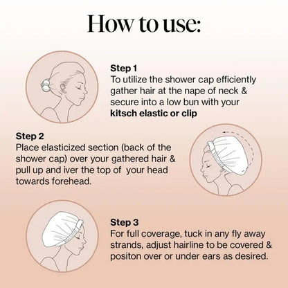 Luxury Shower Caps for Women Reusable Waterproof - Flexi Satin Lined, Quick-dry, Adjustable, Hair Cap for Long & Short Hair
