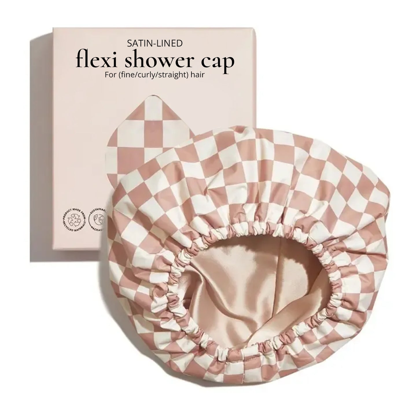Luxury Shower Caps for Women Reusable Waterproof - Flexi Satin Lined, Quick-dry, Adjustable, Hair Cap for Long & Short Hair