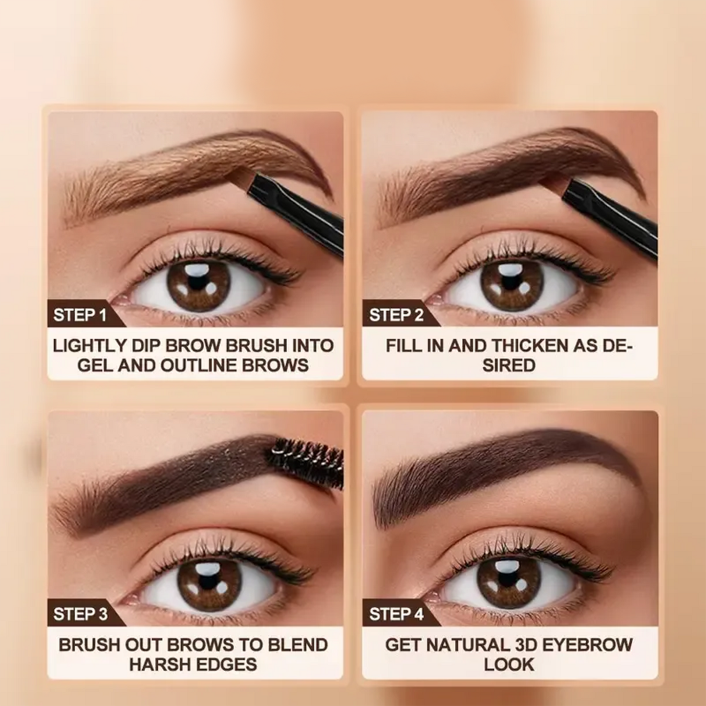 Eyebrow Gel 6ml Lasting 24H Waterproof Smudge-proof Tinted Brow Cream Makeup Kit